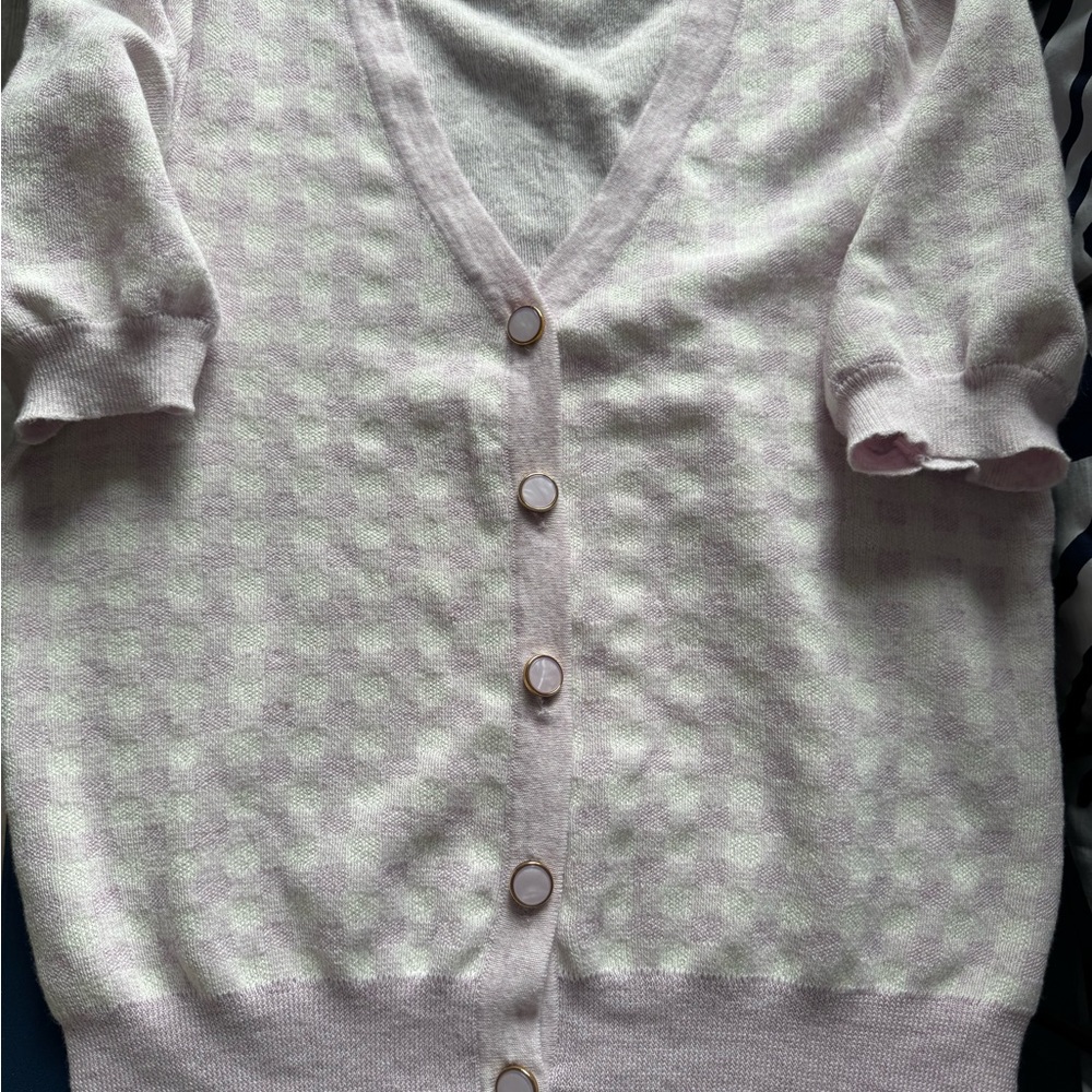 Heartloom Cream Checkered Cardigan